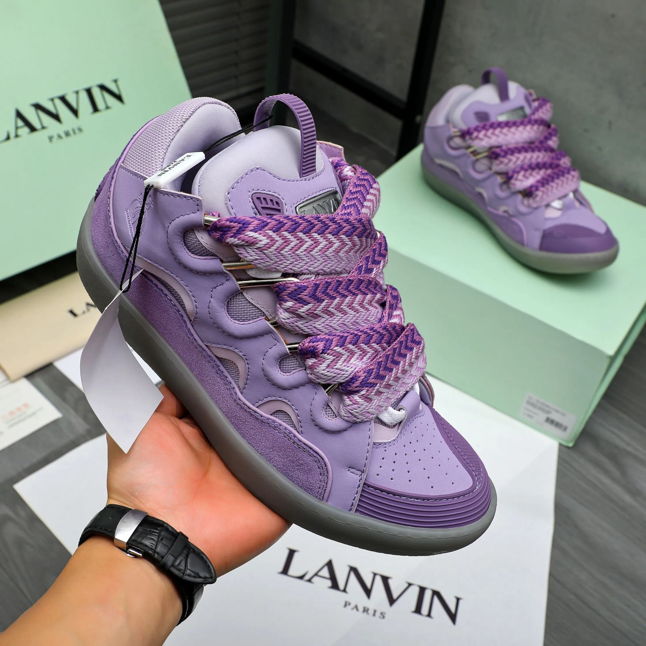 Men's shoes 💰740 [Lanvin] Lanvin high-end quality original couple's casual shoes - Upper: imported cowhide leather splicing breathable mesh - Inner lining: Lycra elastic lining - Outsole: original rubber outsole - Super high quality control·Fine workmanship: highlighted (high-end·luxury·grade) -Size: 36-45 (45 can be customized)